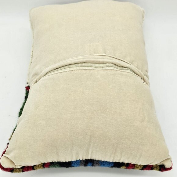 Vintage Queen Of Hearts Needlepoint Wool Throw Pillow Novelty Casino Art Deco - Picture 9 of 14